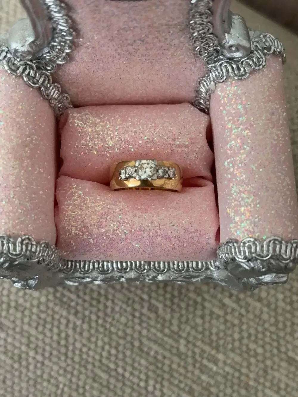 Vintage 14k Yellow Gold Five-Stone Diamond Engagement Ring